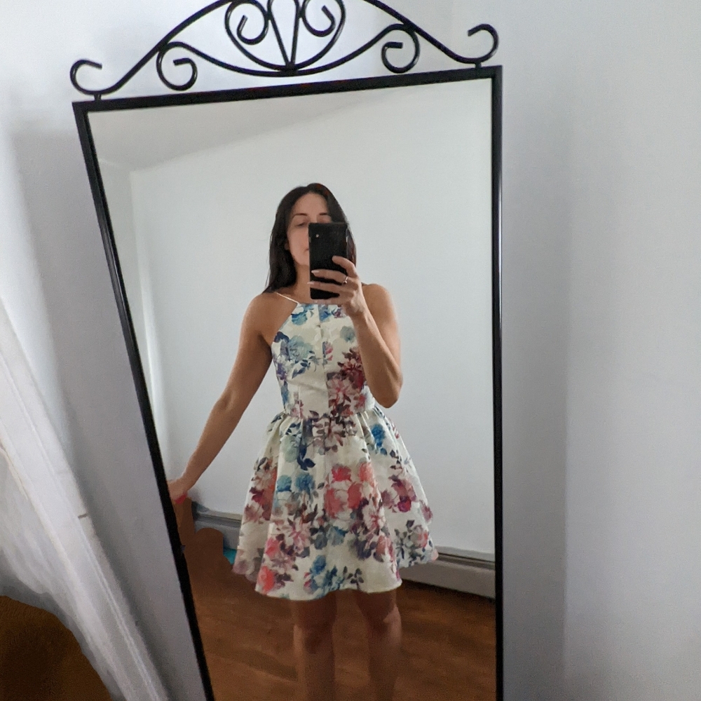 Designer Floral Backless Dress - Picture 3 of 16